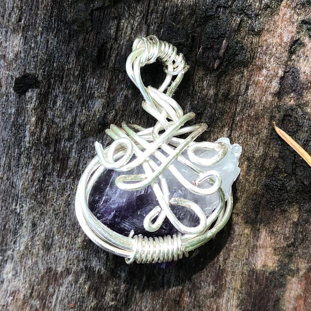 Genuine Amethyst Pendant- Wire Wrapped